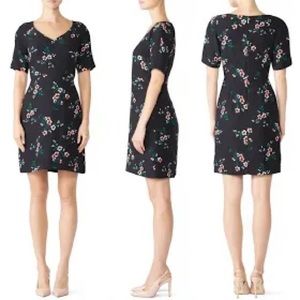 Draper James Black Floral V Neck Short Sleeve Dress‎ Size 4 Derby